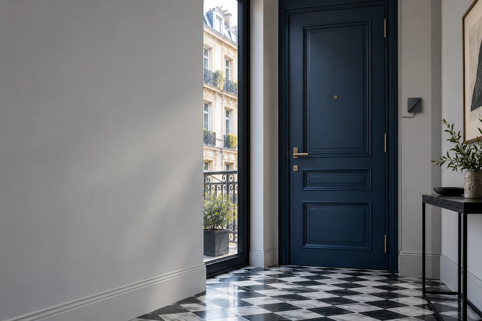 City apartment entrance